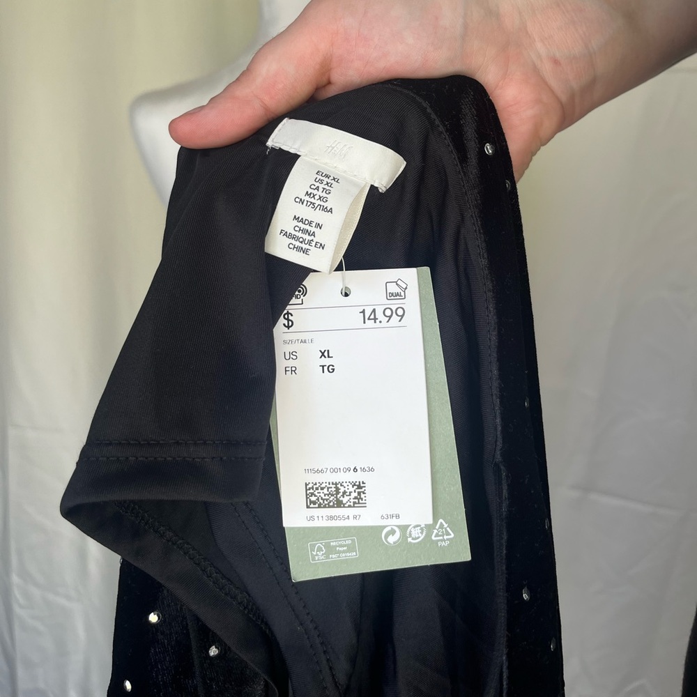 H&M black rhinestone mini dress